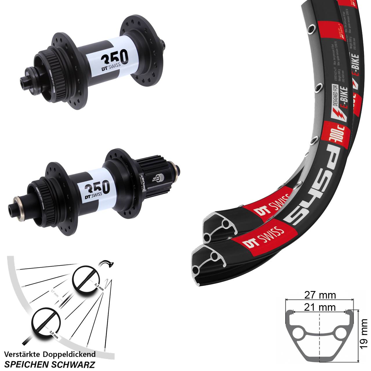 Laufradsatz Centerlock QR 26 Zoll 545d DT Swiss 350 Ratchet 36 Shimano Micro Spline