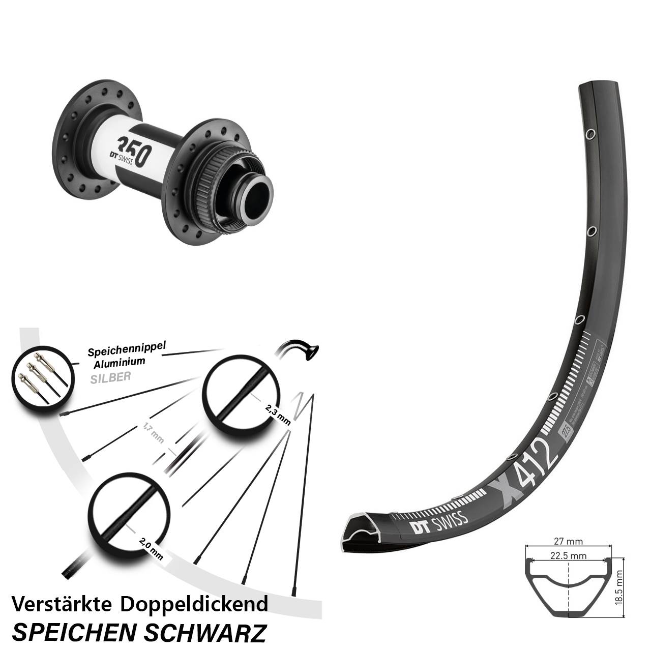 Centerlock 29 Zoll Vorderrad 15x100 DT Swiss X 412-350