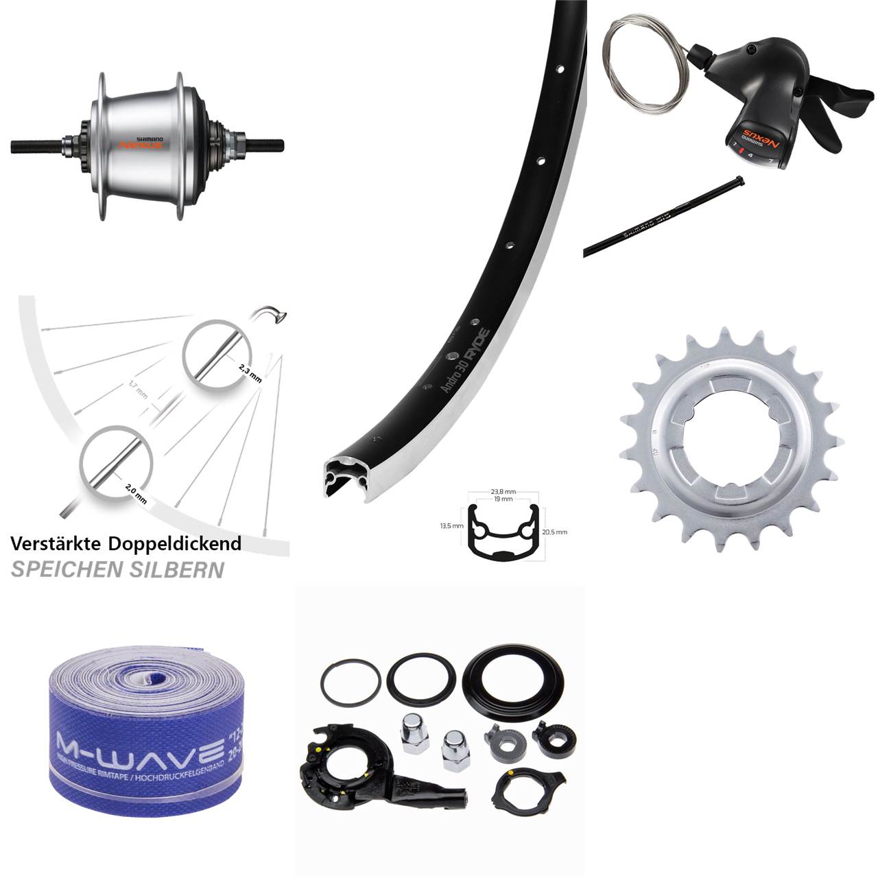 28 Zoll Hinterrad Ryde Andra 30 Shimano Nexus 7 Gang Freilauf