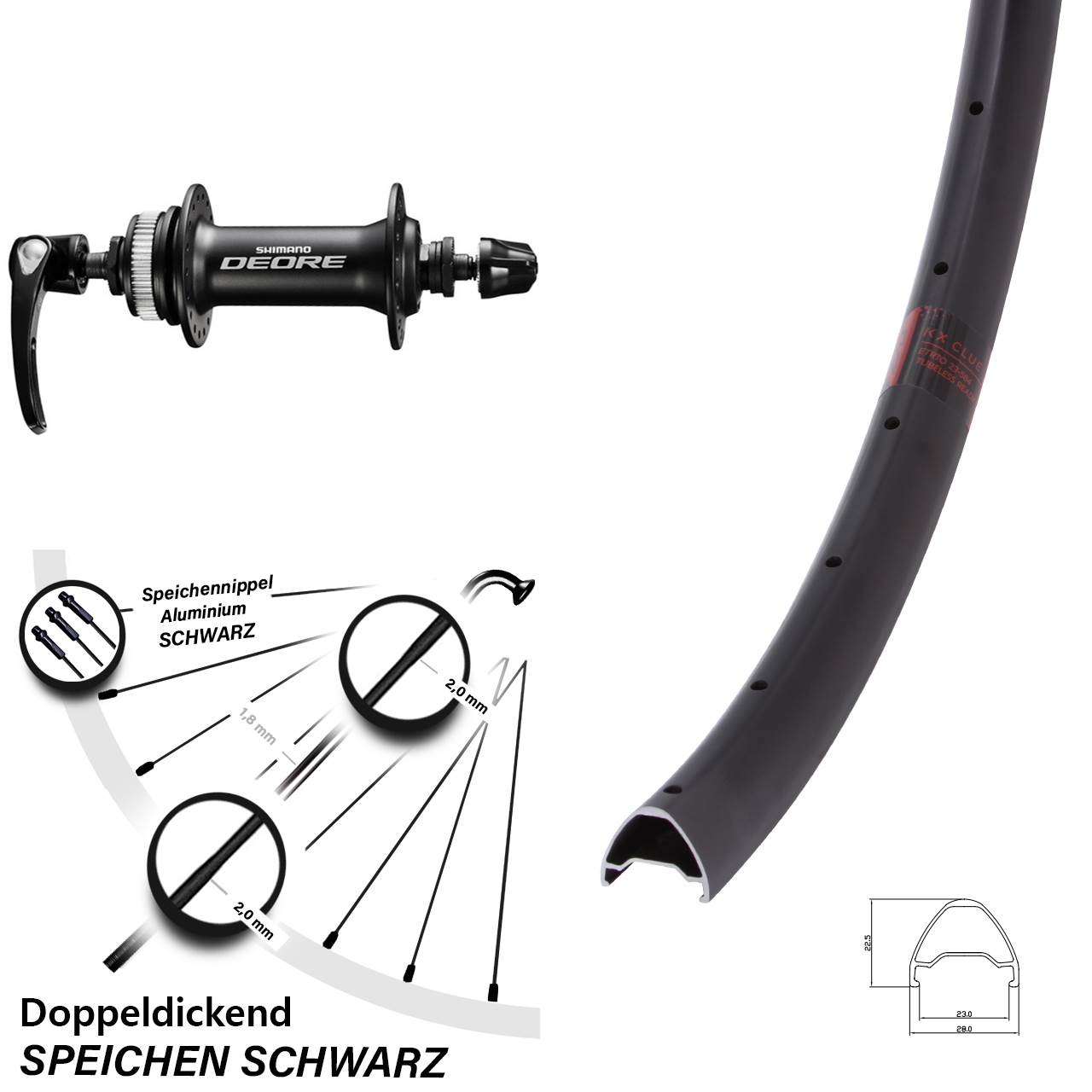 KX Clue Shimano HB-M6000 26 Zoll Vorderrad Centerlock QR