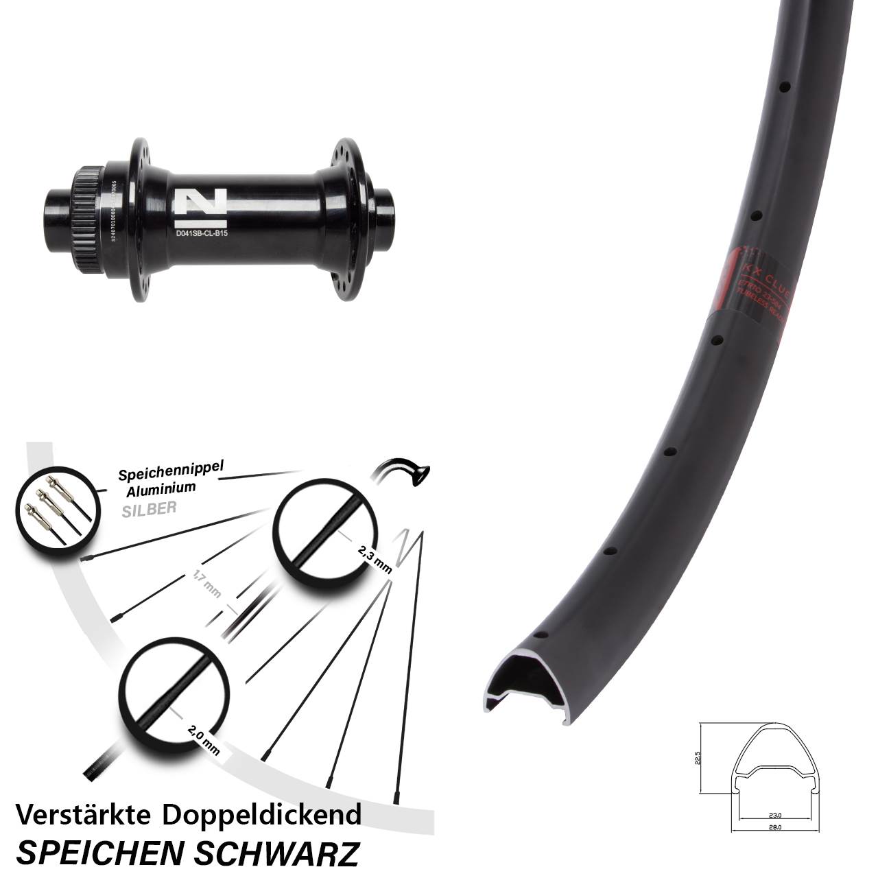 KX Clue Novatec D041SB 28-29 Zoll Vorderrad Centerlock 15x110 Boost