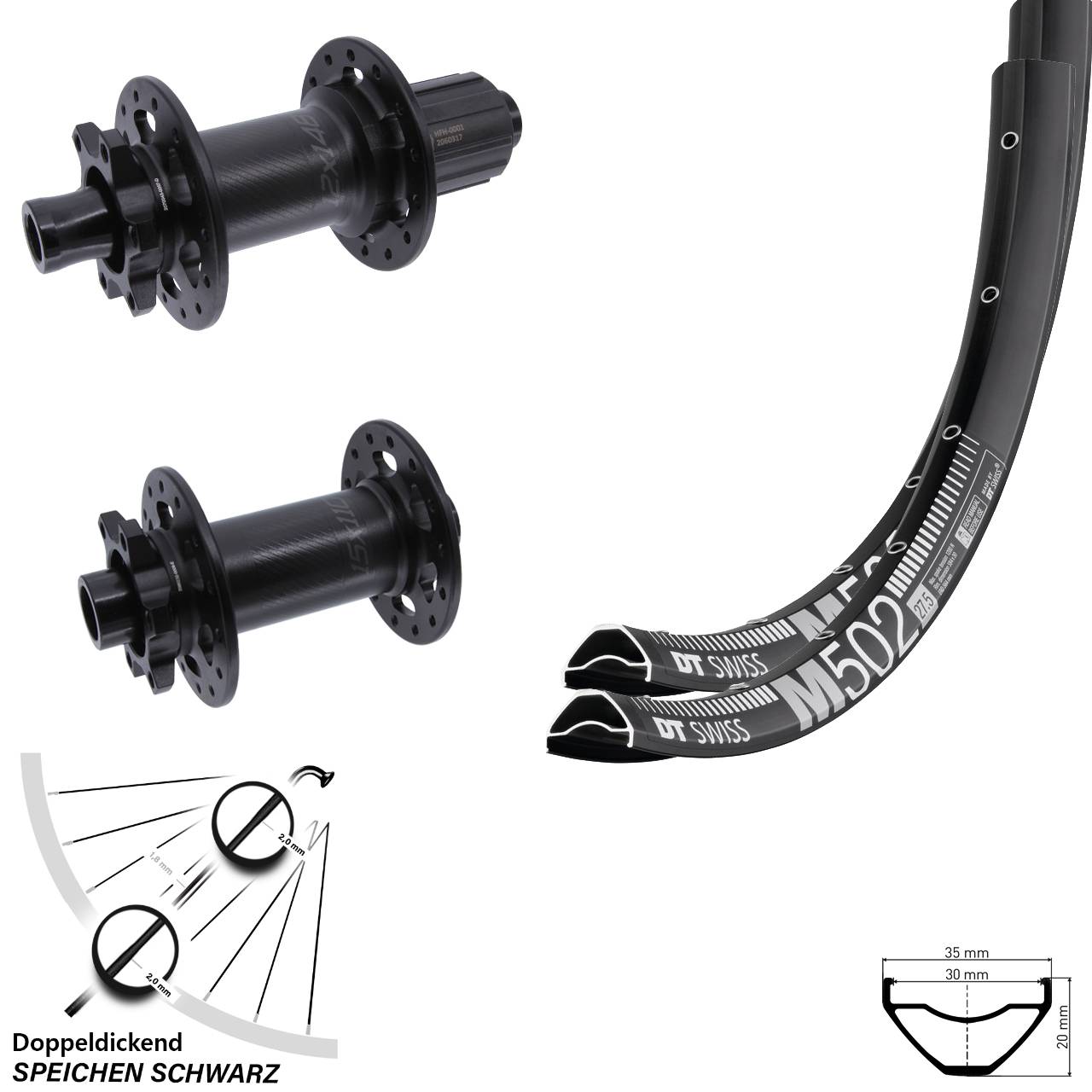 Boost Laufradsatz 6-Loch 15x110 12x148 29 Zoll DT Swiss M 502 Bear Pawls 8-11 fach