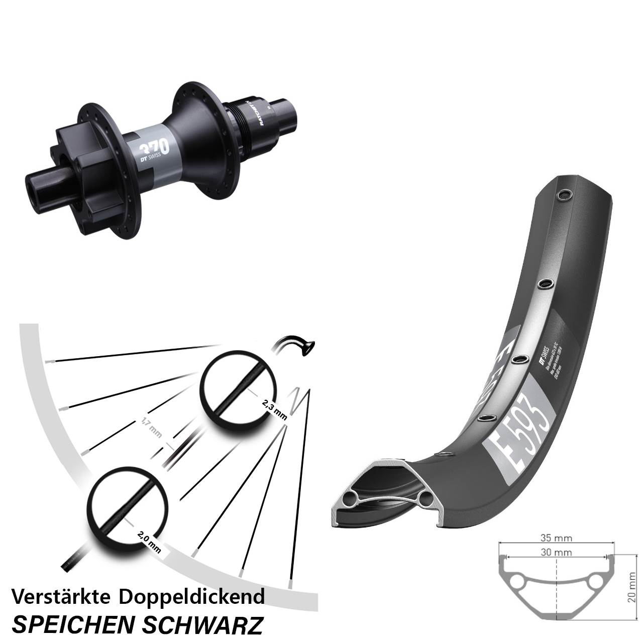Disc Laufrad 29 Zoll DT Swiss E593-370 XD 12x142