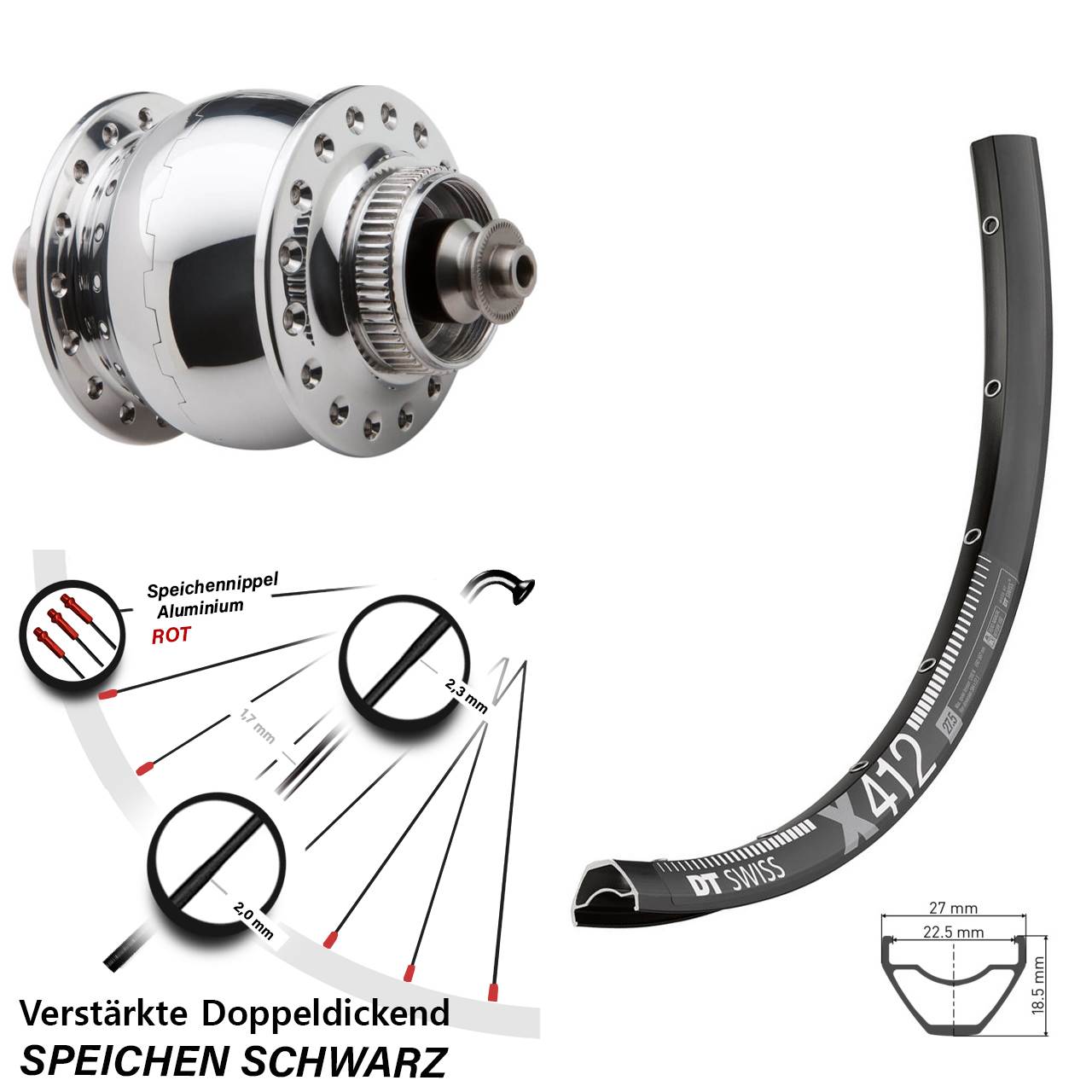 Centerlock Vorderrad mit Dynamo 29 Zoll DT Swiss X 412 SONdelux QR