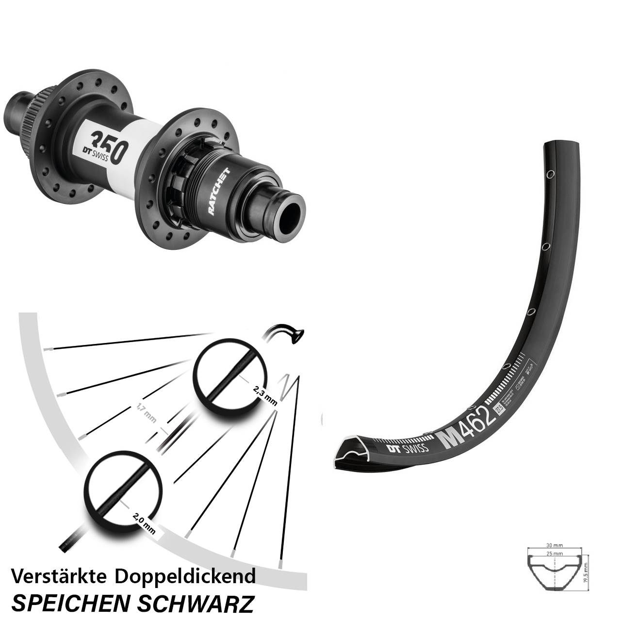 DT Swiss M462-350 29 Zoll Hinterrad 12x148 Boost XD