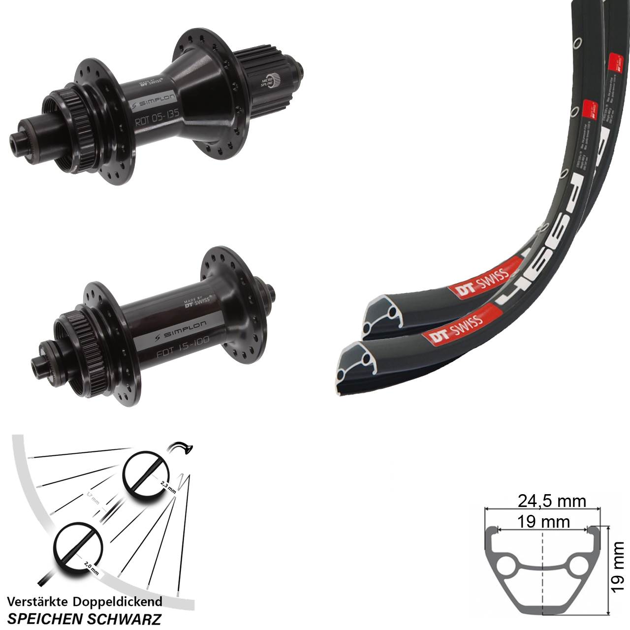 DT Swiss 466d-370 Hybrid Disc Laufradsatz 28 Zoll Micro Spline