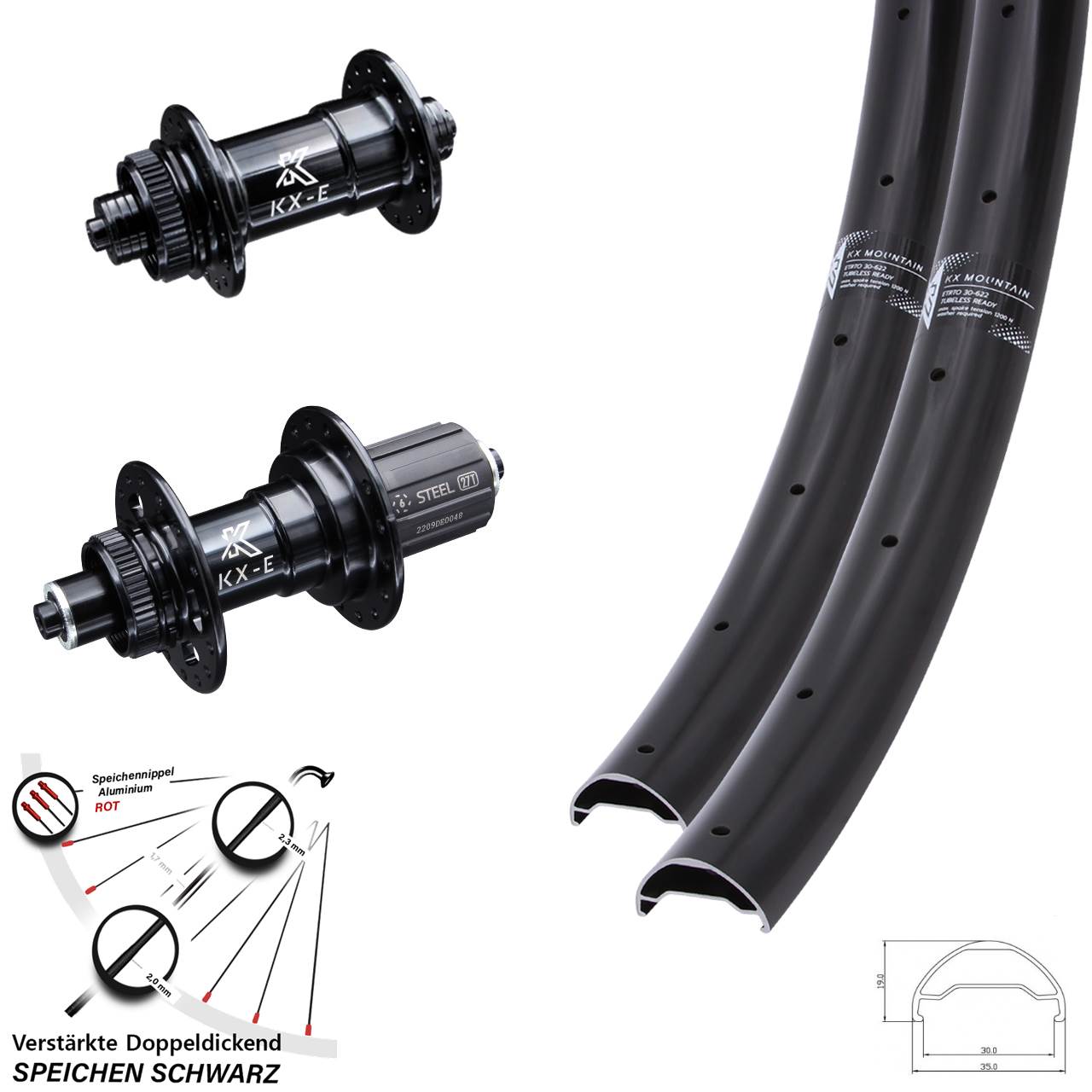 29 Zoll KX-E Mountain TR 6 Kugellager Laufradsatz für Schnellspanner 8-12 fach HG