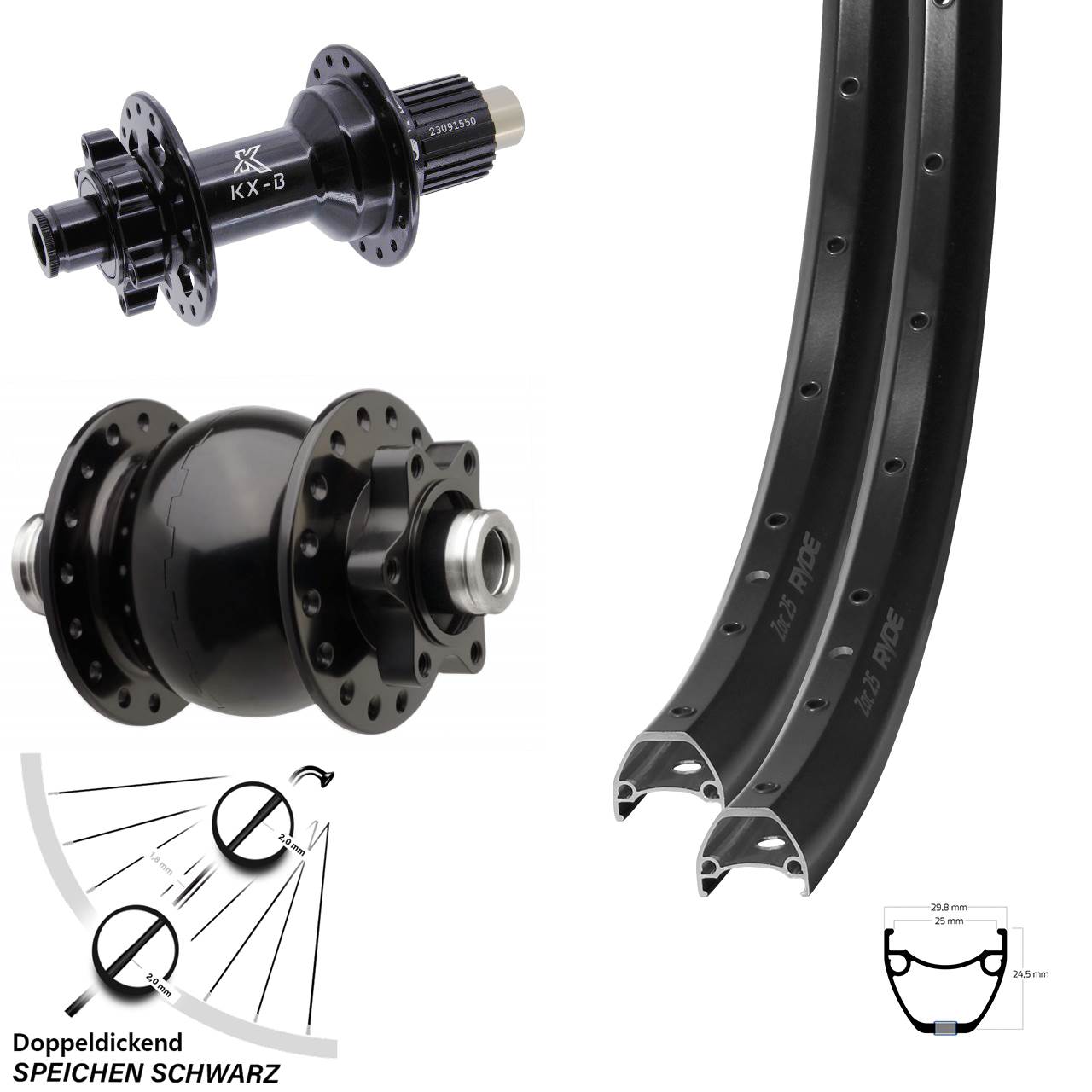 Boost Disc Laufradsatz 12x110/148 28-29 Zoll Ryde ZAC 25 KX-B SON 28 Micro Spline