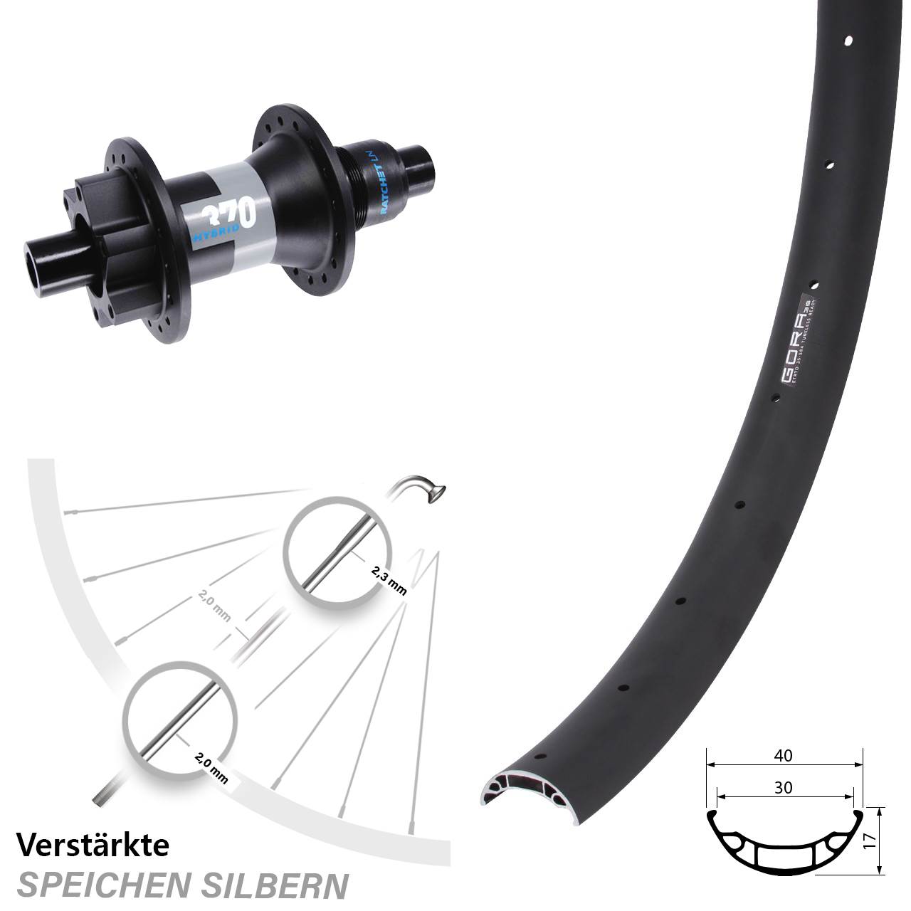 Hinterrad 6-Loch 12x148 27,5 Zoll Gora 35 DT Swiss Hybrid 370 XD