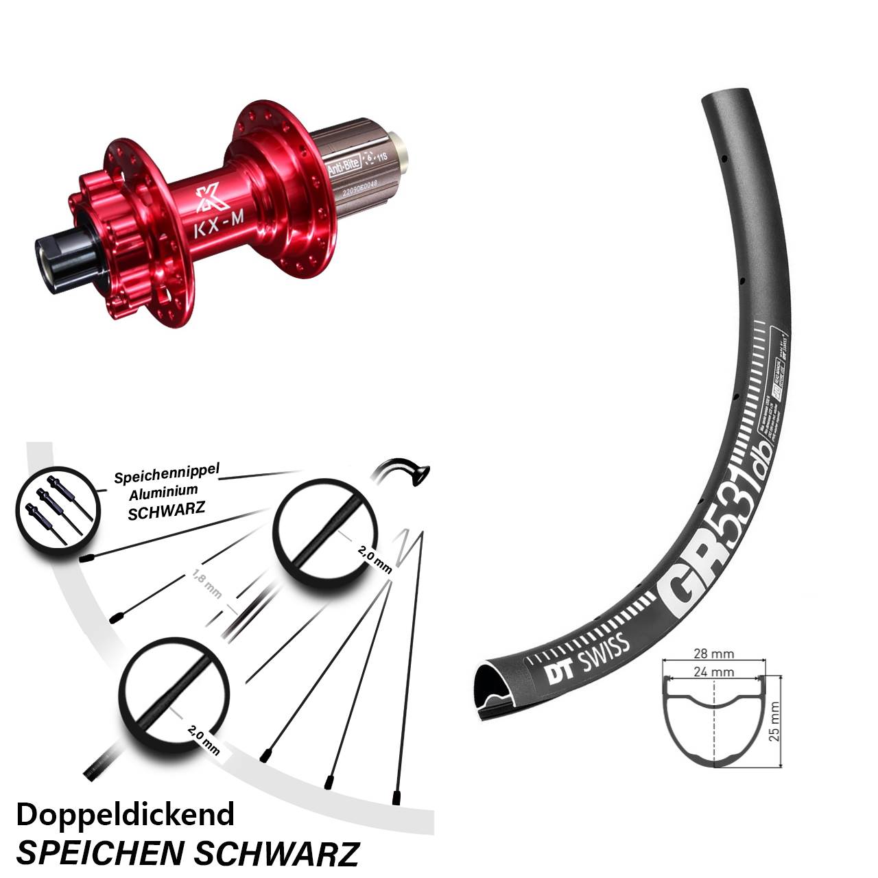 Hinterrad 27,5 Zoll DT Swiss GR 531 KX-M 8-12 fach 12x142