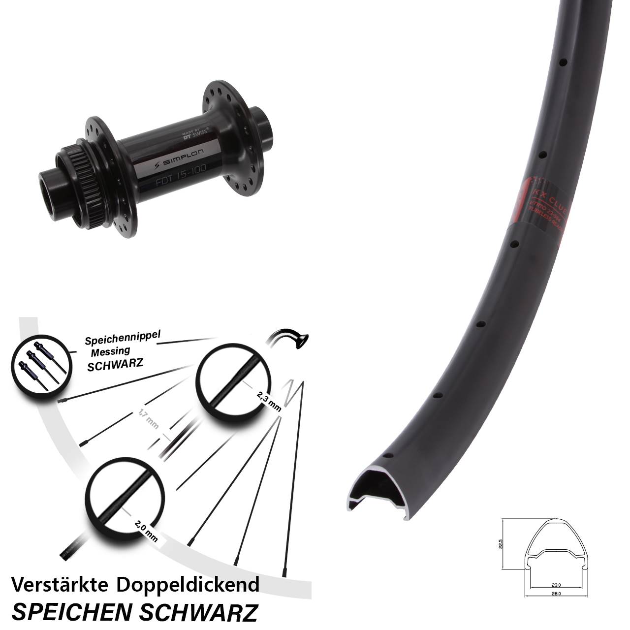 650B KX Clue DT Swiss 370 Vorderrad Centerlock 15x100