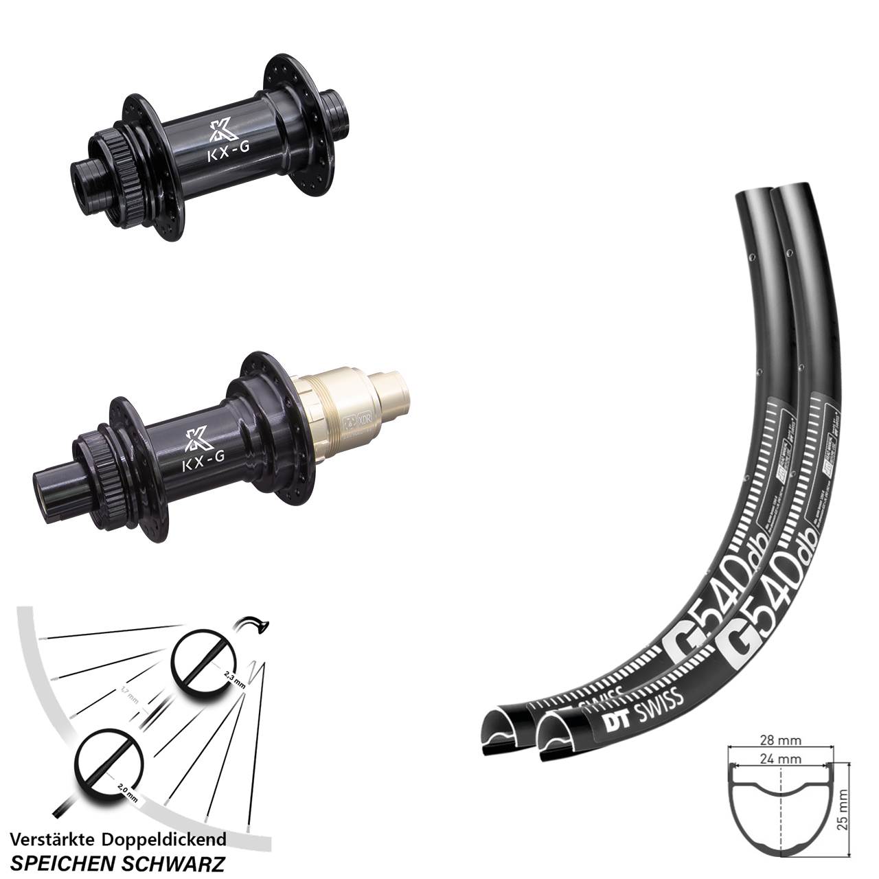 Disc Laufradsatz 27,5 Zoll DT Swiss G540 KX-G XDR 11-12 fach 15x100 12x142