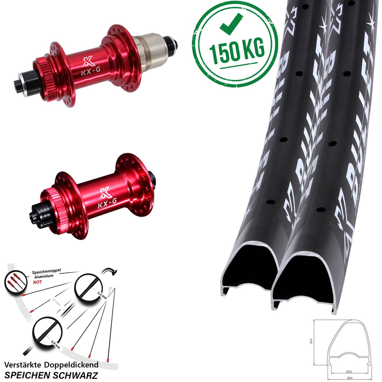 Disc Laufrad-Satz QR 29 Zoll KX-G Bullet OS rot XDR
