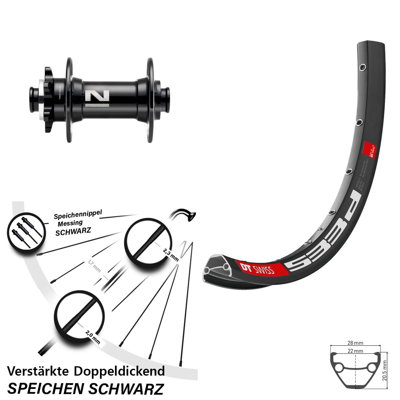 27,5 Zoll DT Swiss 533d Novatec D041SB Vorderrad 6-Loch 15x110 Boost