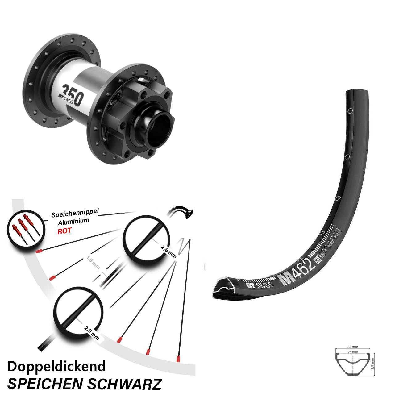 Vorderrad 6-Loch 20x110 Boost 650B DT Swiss M 462 350