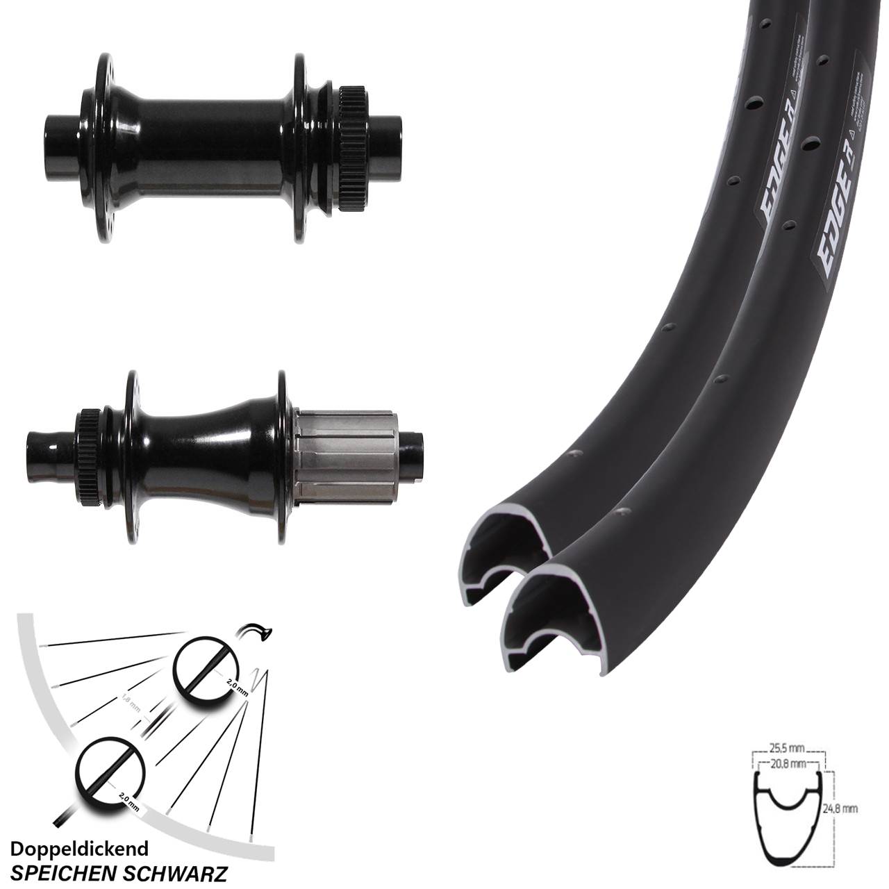 28 Zoll Ryde Edge R25 Offset Formula CL-142S CL-712 Disc Laufradsatz 12x100/142 8-11 fach