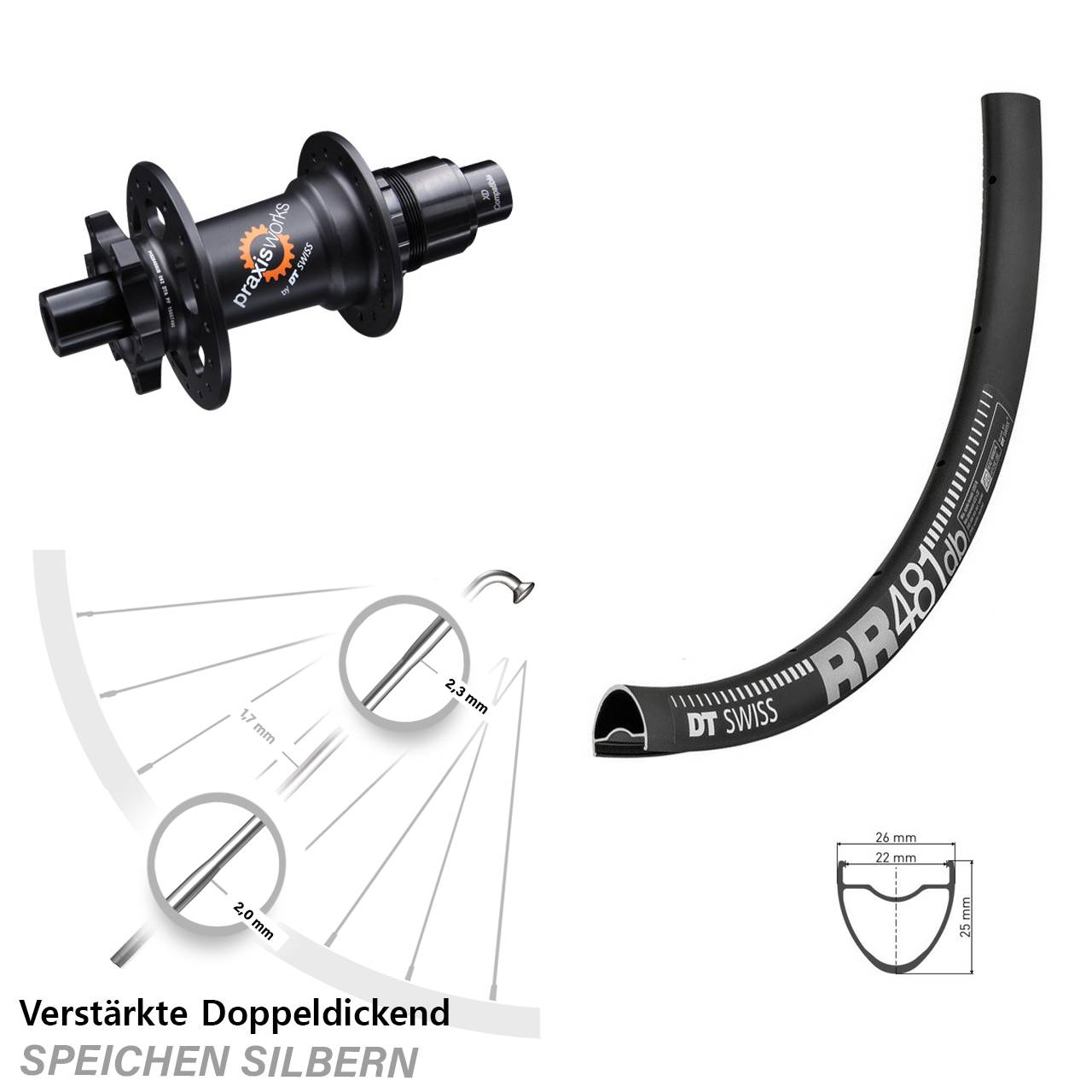 Disc Laufrad 28 Zoll DT Swiss RR 481-350 SRAM XD 12x142