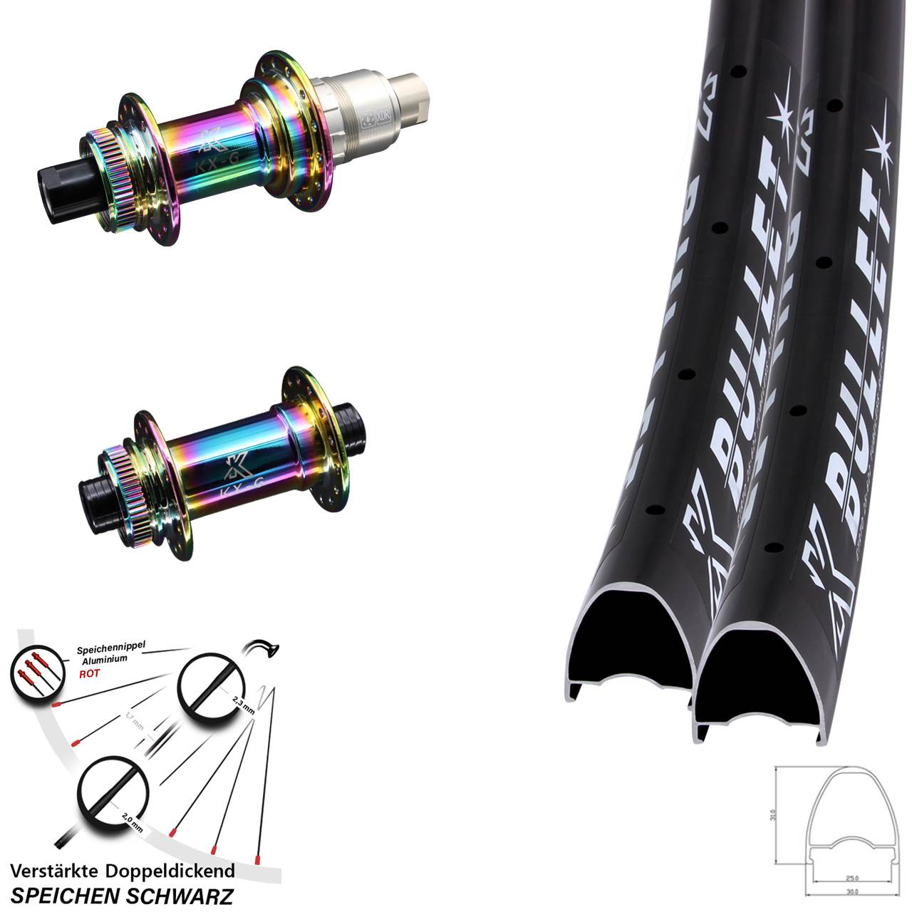 29 Zoll KX-G Bullet Oilslick Laufradsatz Centerlock 12x100/142 XDR