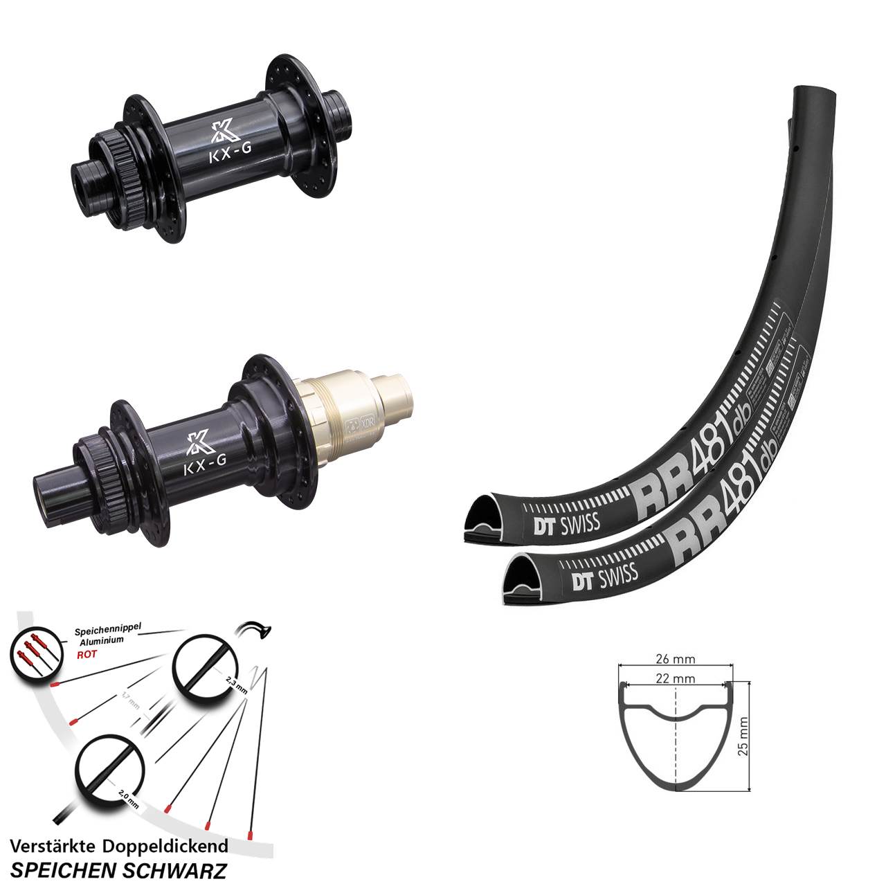 28 Zoll DT Swiss RR481 KX-G Centerlock Laufradsatz 15x100 12x142 XDR