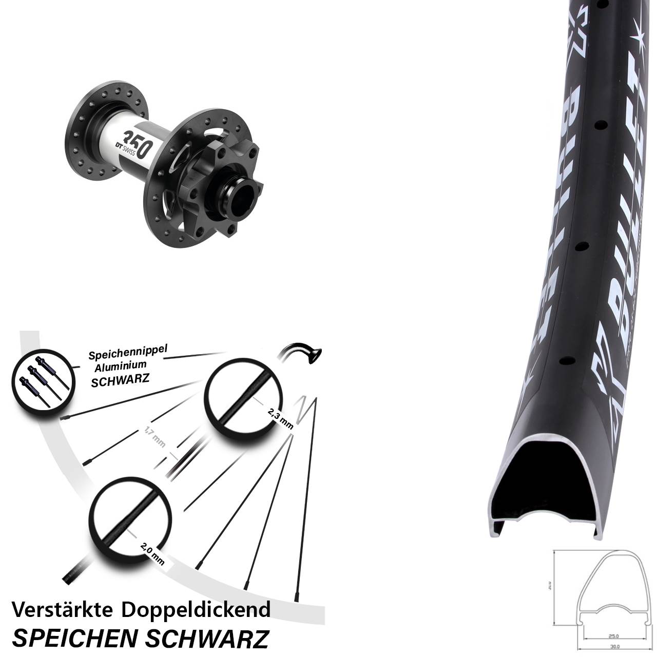 Vorderrad 6-Loch 28-29 Zoll KX Bullet OS DT Swiss 350 15x100