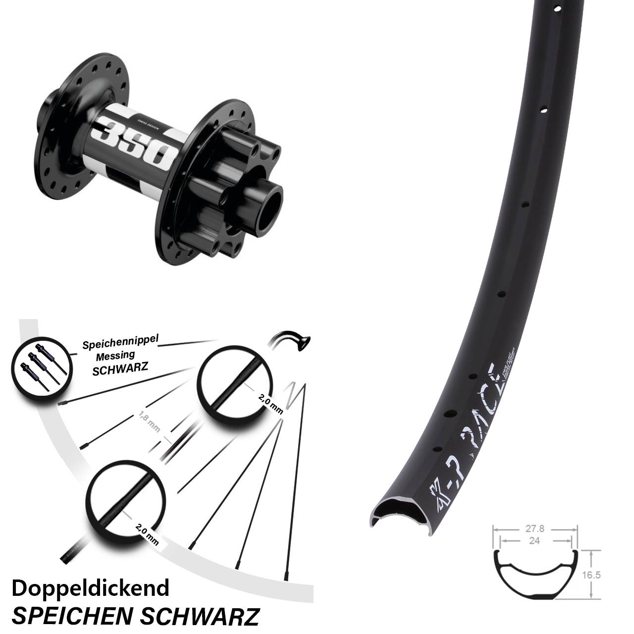 Disc Vorderrad 28-29 Zoll KX-R Race DT Swiss 350 15x110 Boost