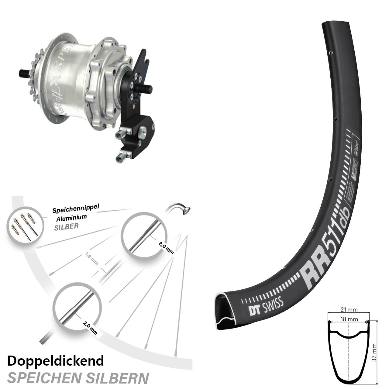 DT Swiss RR511 Rohloff Speedhub 500/14 TS DB OEM2 28 Zoll Disc Hinterrrad