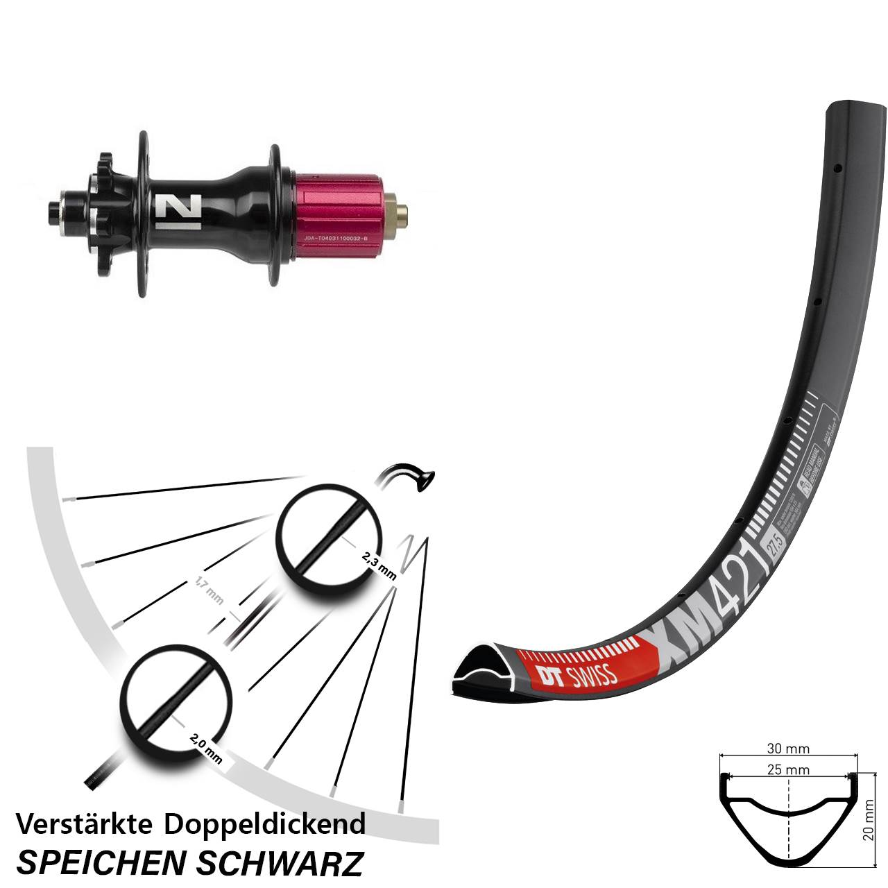 Disc 29 Zoll Laufrad DT Swiss XM 421 Novatec D792SB 8-12 fach HG für Schnellspanner