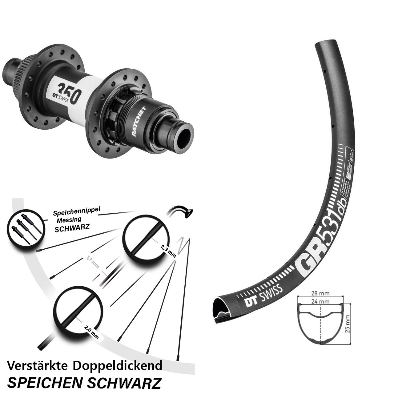 DT Swiss GR 531 350 SRAM XD Centerlock 27,5 Zoll Disc Hinterrad 12x142