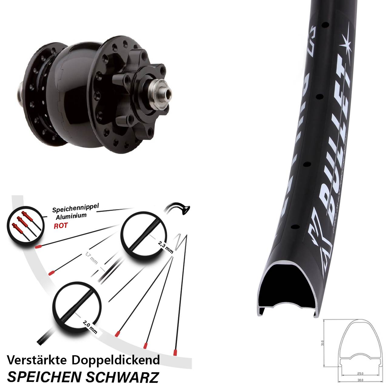 Disc Nabendynamolaufrad für Schnellspanner 28-29 Zoll KX Bullet SON 28
