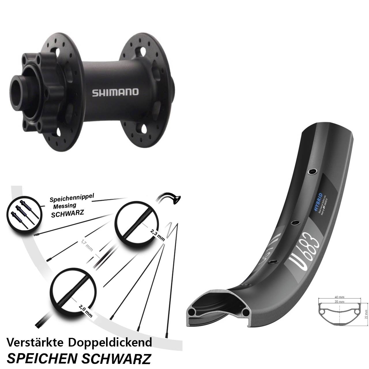 Disc Vorderrad 27,5 Zoll DT Swiss U683 Shimano Deore XT HB-M758 15x100