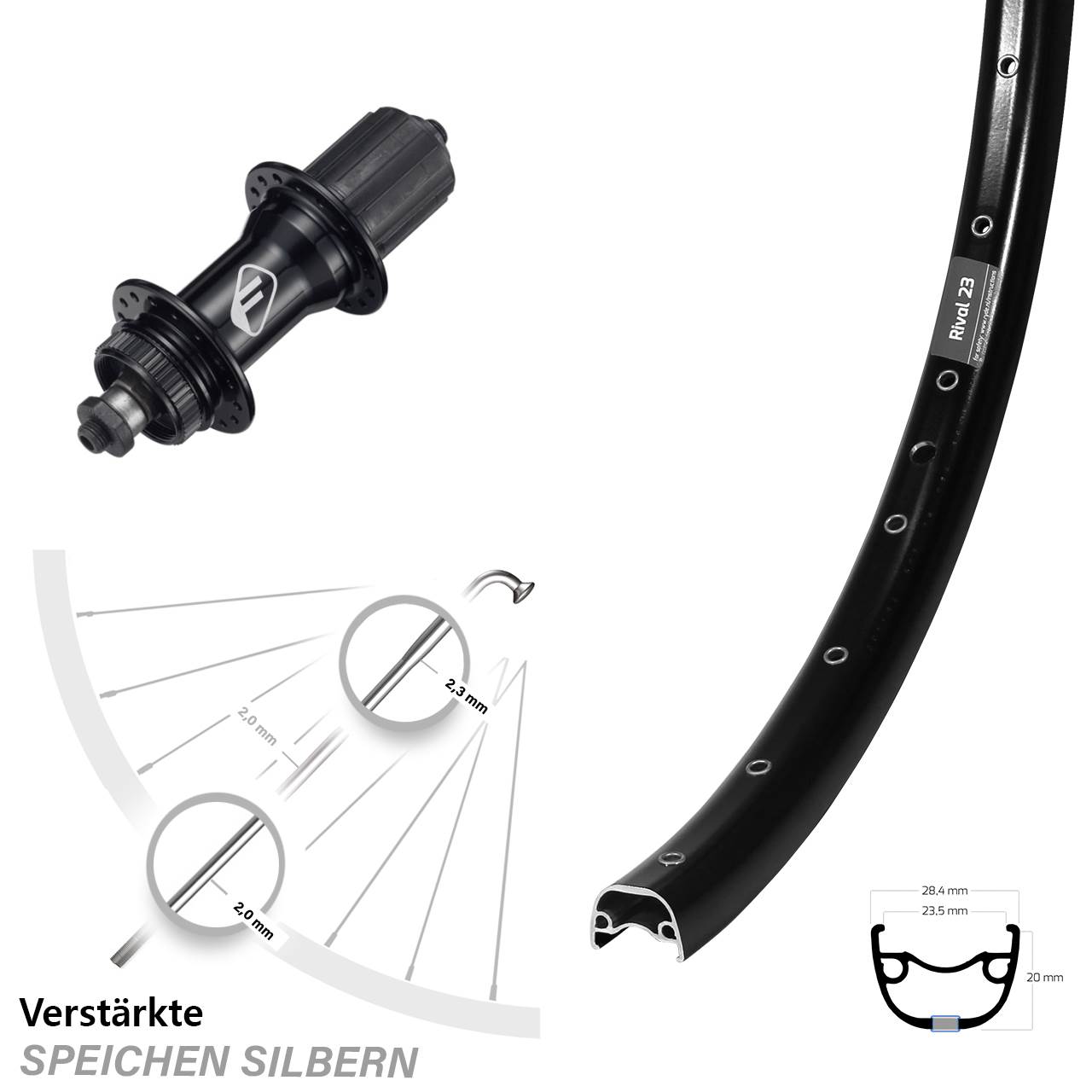 Ryde Rival 23 Formula CL52 27,5 Zoll Hinterrad Centerlock QR 8-11 fach