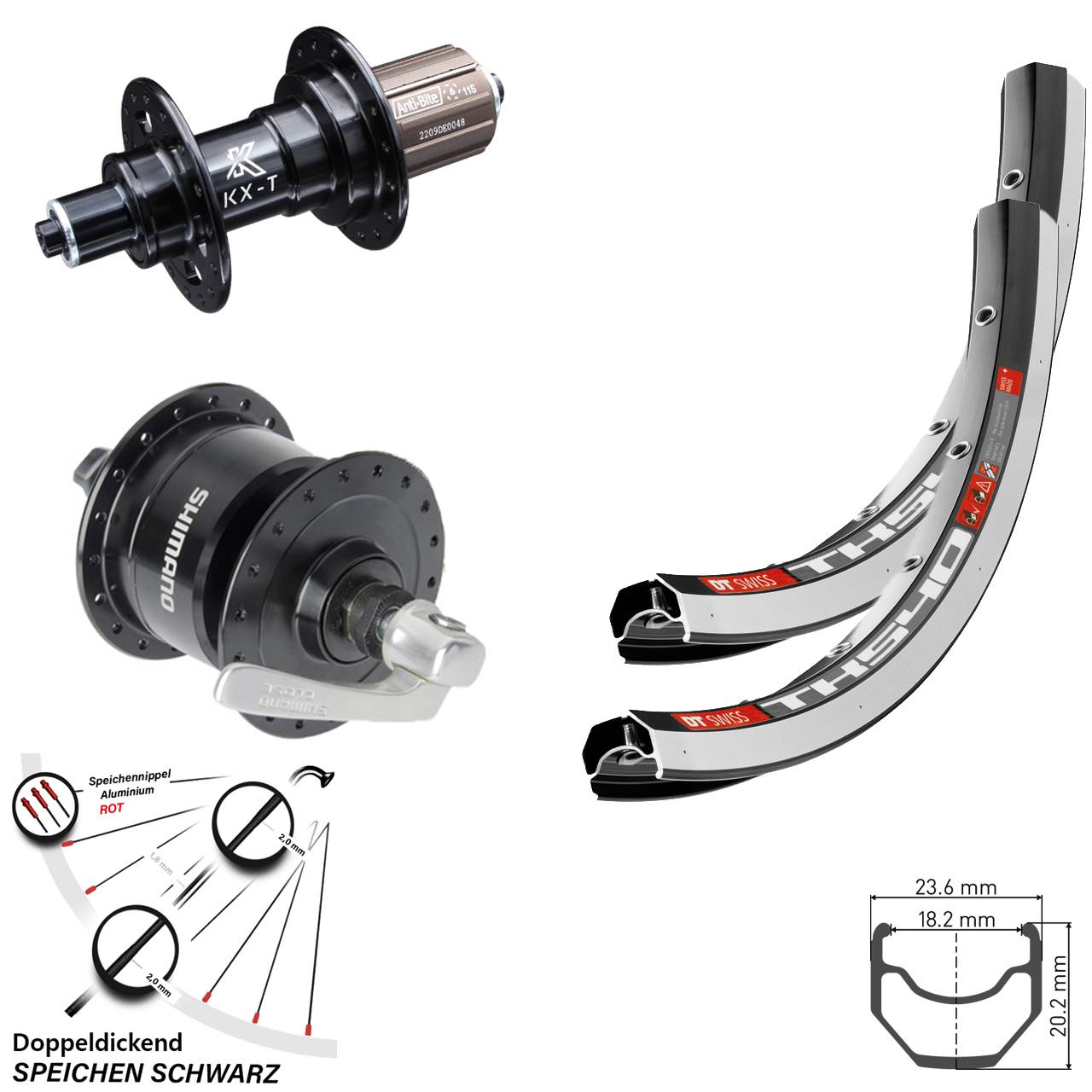 DT Swiss TK540 KX-T Shimano DH3N72 28 Zoll Laufrad-Satz QR 8-11 fach HG