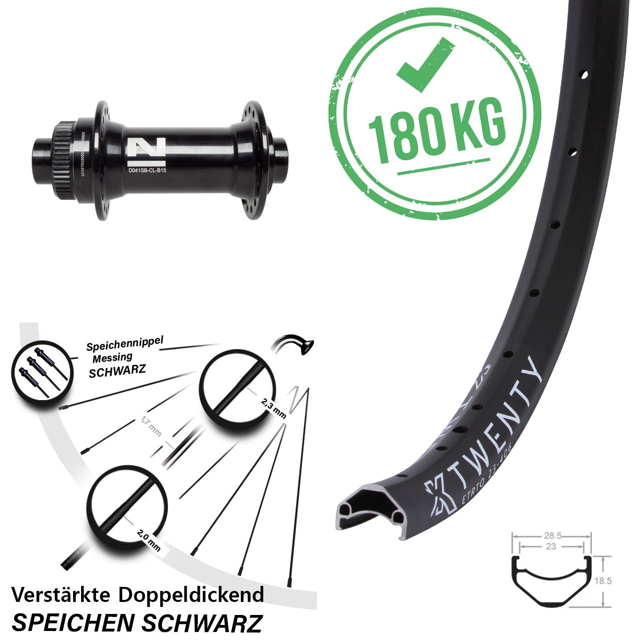 20 Zoll KX Twenty Novatec D041SB Vorderrad Centerlock 15x110 Boost