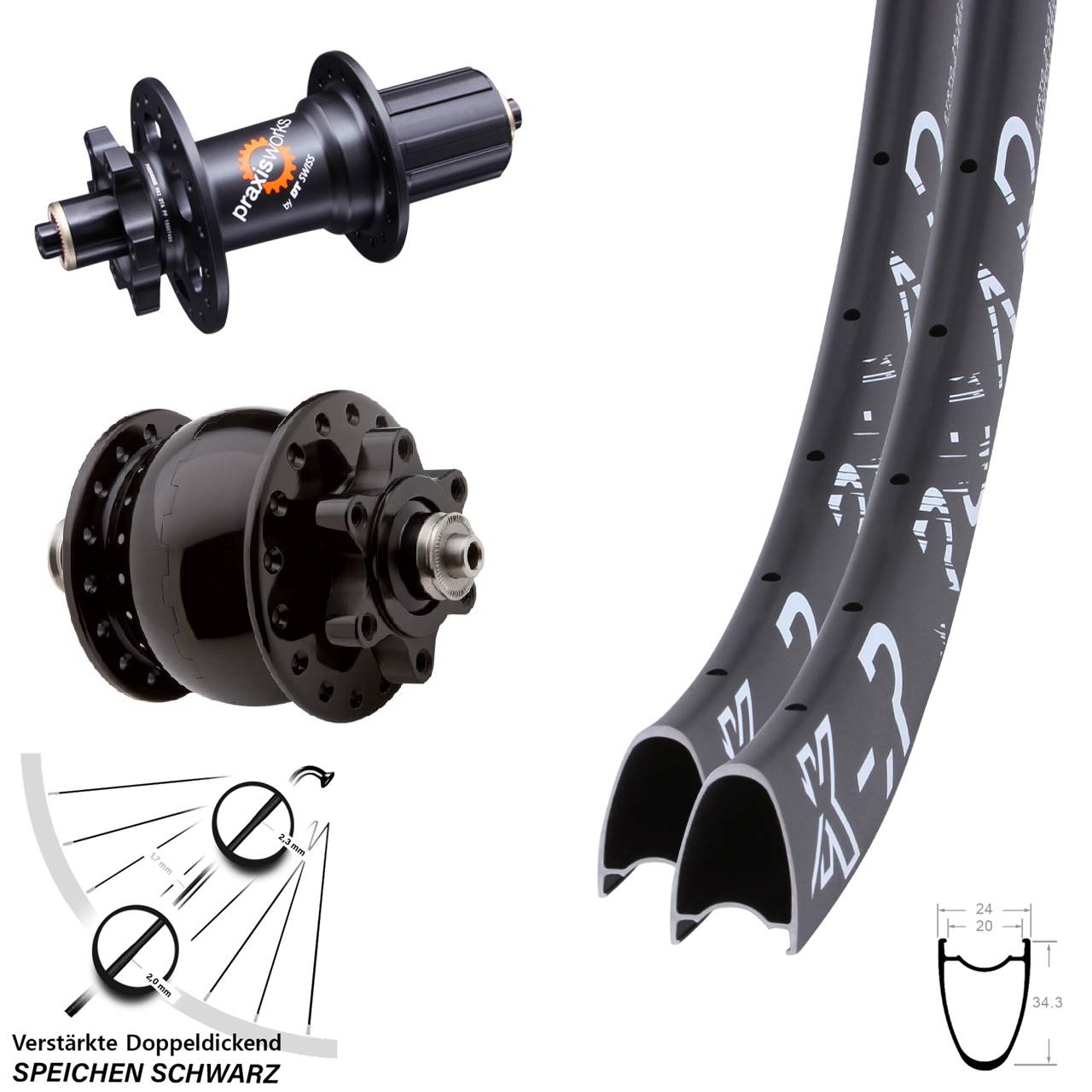 Laufradsatz 6-Loch 29 Zoll KX-R Road DT Swiss 350 QR 11-fach SON 28 8-11 fach