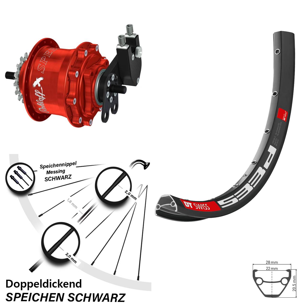 26 Zoll DT Swiss 533d Rohloff Speedhub TS DB rot