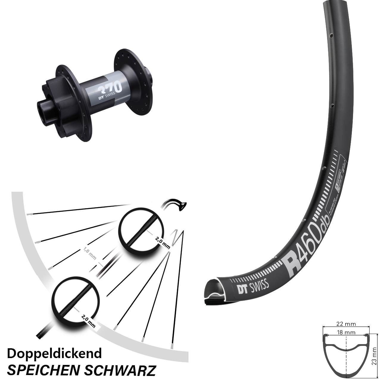 Disc Vorderrad 12x100 28 Zoll DT Swiss R460-370