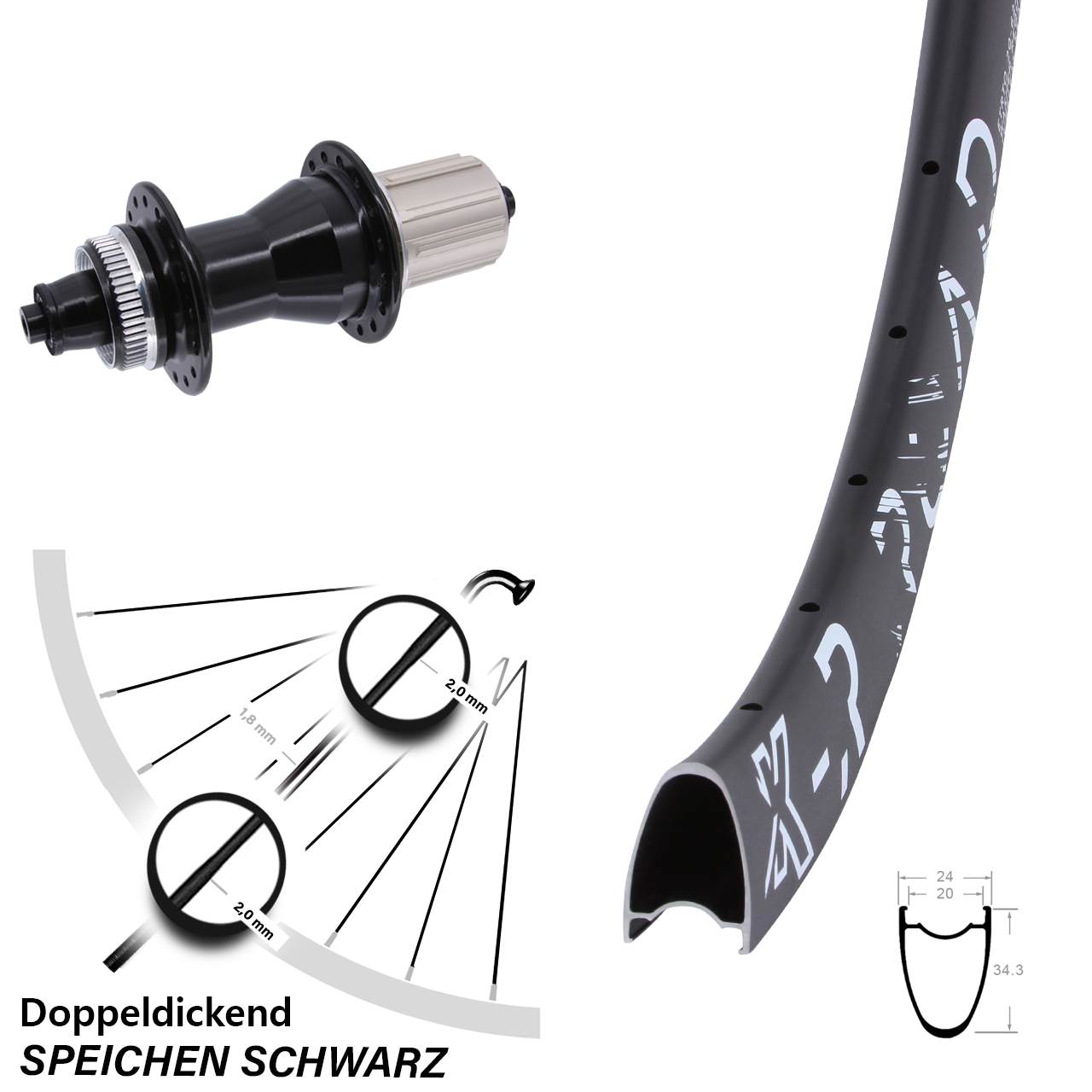 Centerlock Hinterrad 28 Zoll KX-R Road Novatec CL135 8-12 fach HG für Schnellspanner