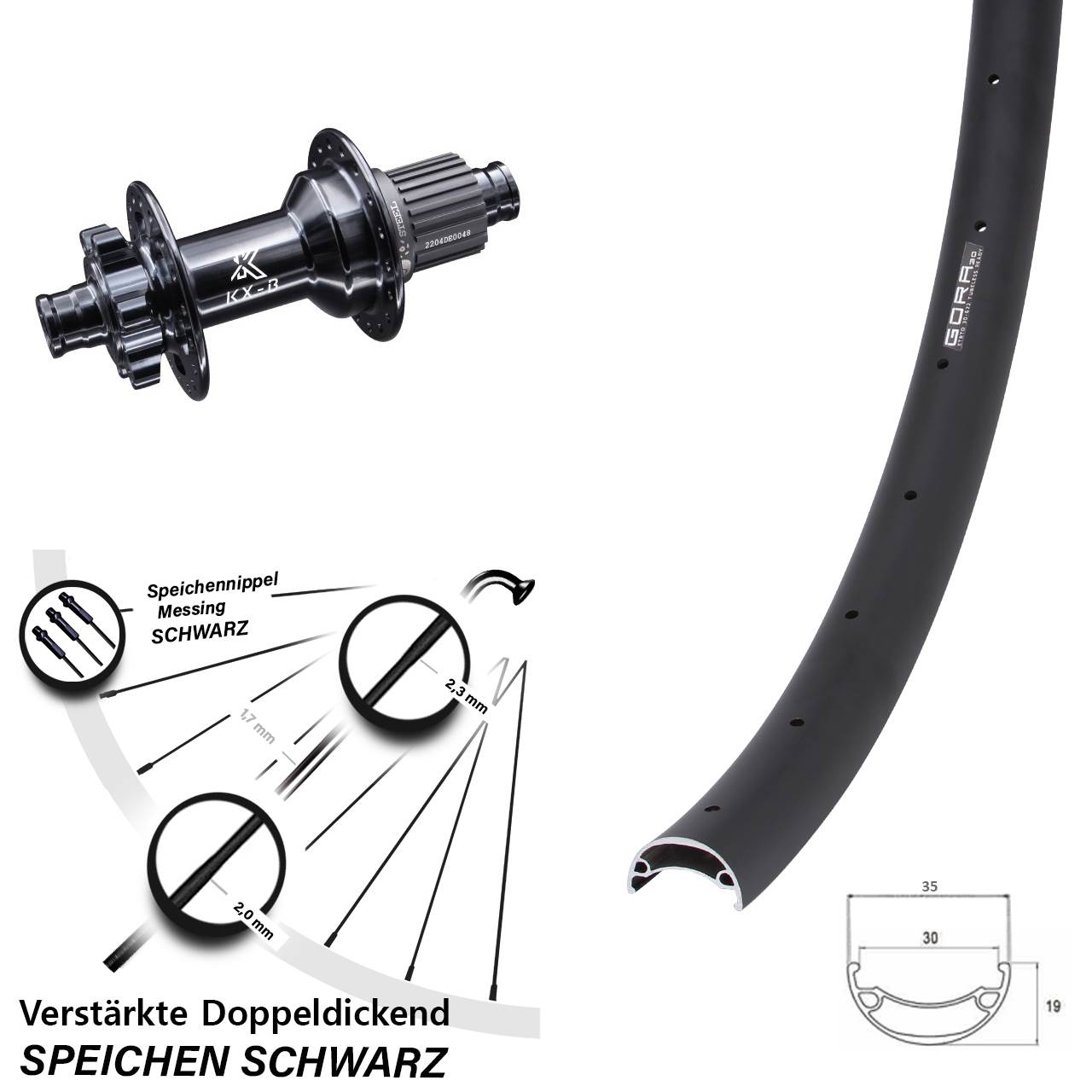 Gora 30 KX-Boost Stahl Freilauf 29 Zoll Disc Laufrad 12x148 Boost Micro Spline