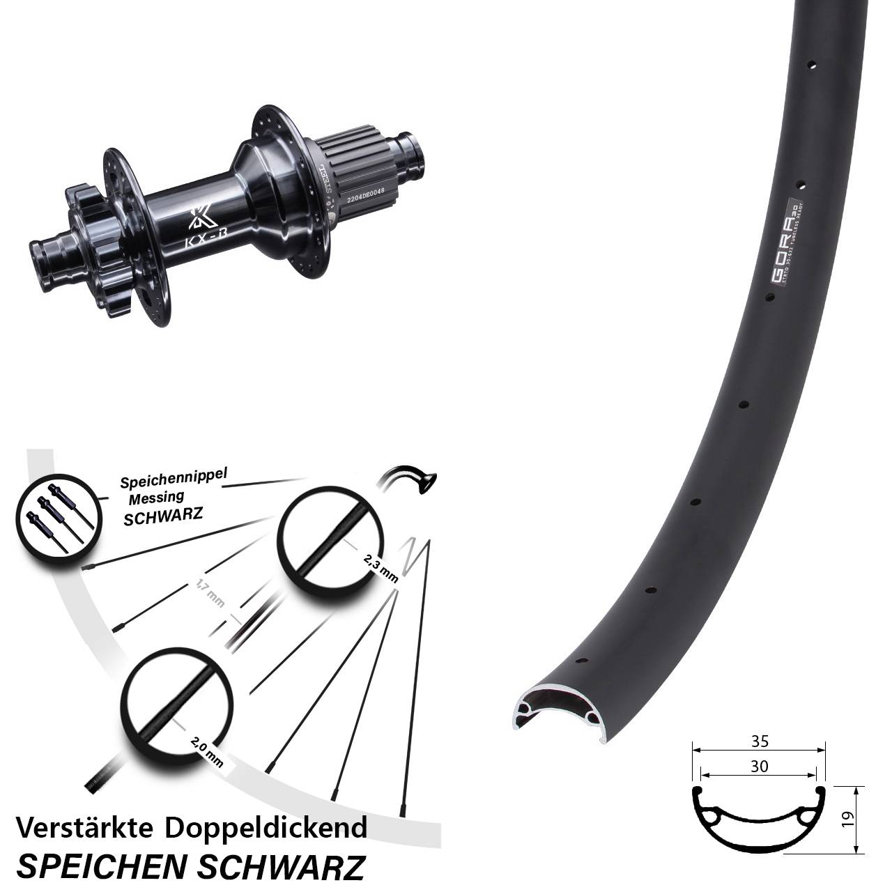 Gora 30 KX-Boost Stahl Freilauf 29 Zoll Disc Laufrad 12x148 Boost Micro Spline