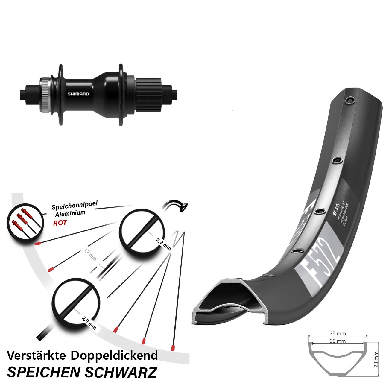 DT Swiss F 572 Shimano FH-QC500-MS 27,5 Zoll Hinterrad Centerlock QR Micro Spline