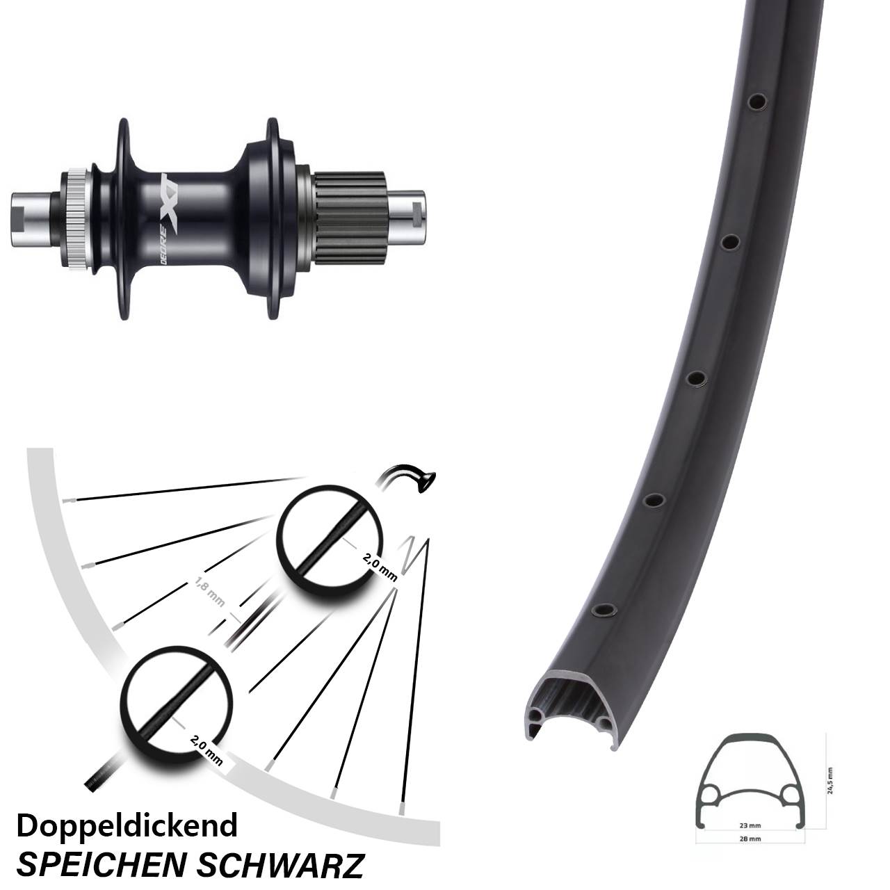 28 Zoll Ambrosio Sport Shimano FH-M8110 Disc Laufrad 12x142 Shimano Micro Spline