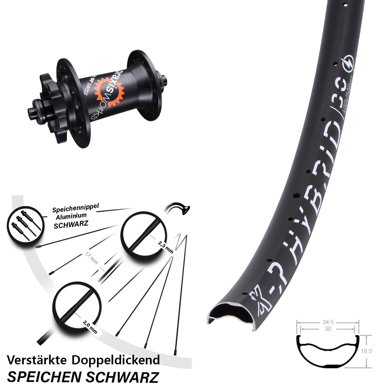 Disc Laufrad QR 29 Zoll KX-R Hybrid 30 DT Swiss 350