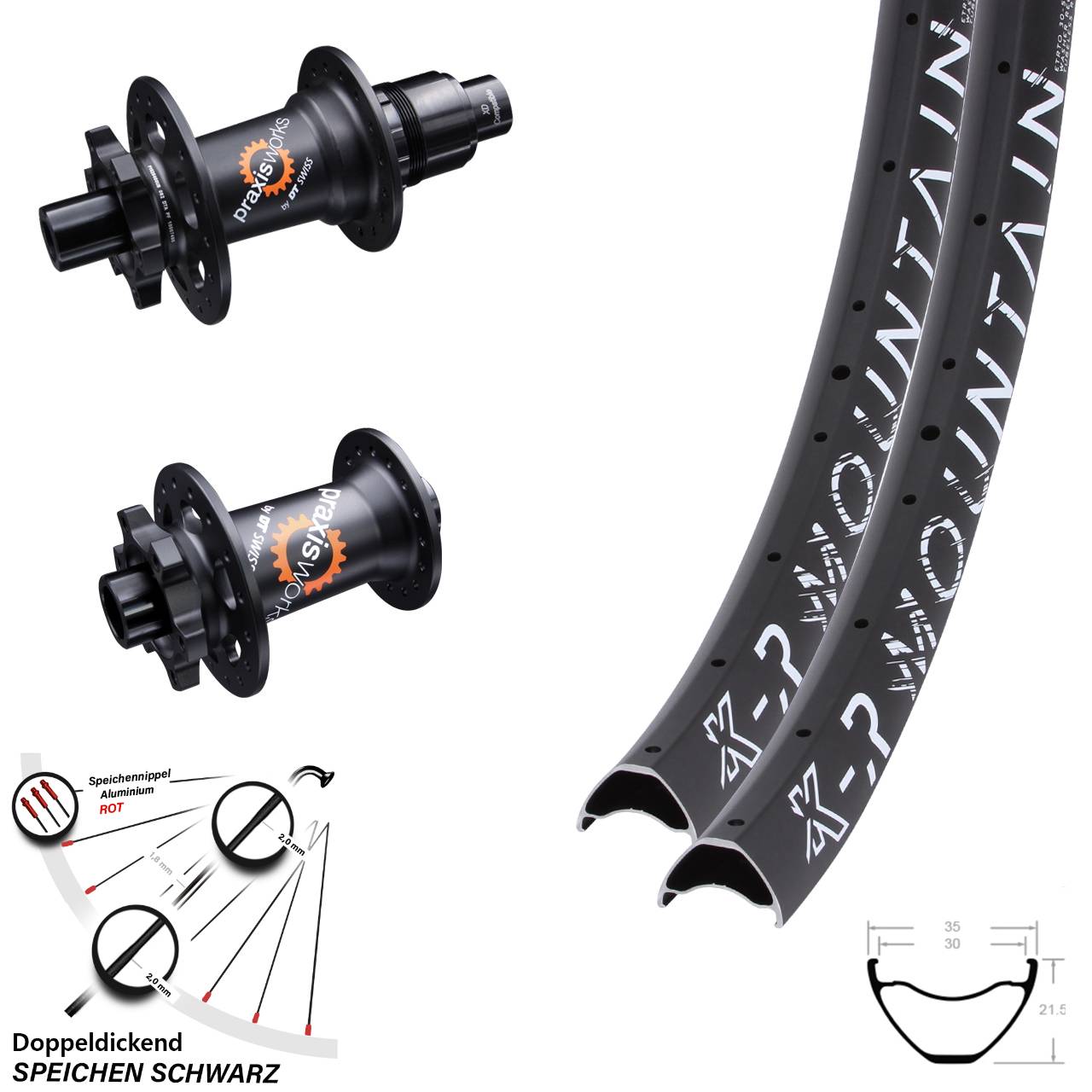 Laufradsatz 29 Zoll KX-R Mountain 6-Loch 12x100/142 schwarz DT Swiss 350 SL XD