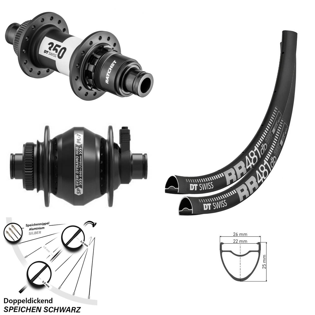 Laufrad-Satz 12x100/142 28 Zoll DT Swiss RR 481-350 Shutter PL-7 XDR 11-12 fach