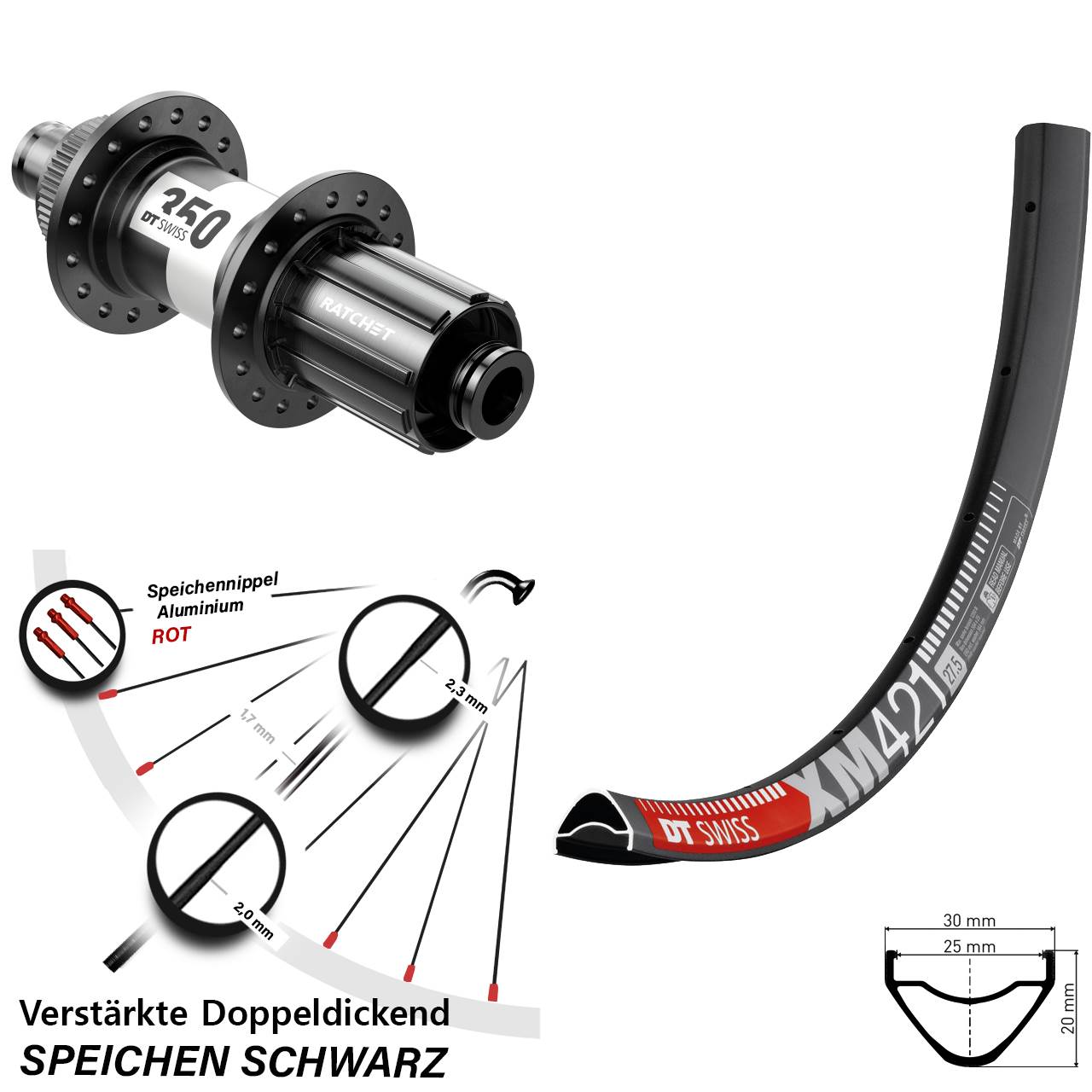 DT Swiss XM421-350 29 Zoll Centerlock Hinterrad 12x142 11-12 fach HG