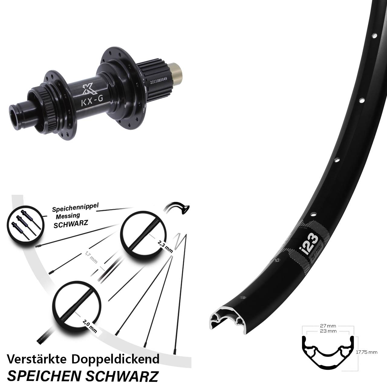 WTB i23 ST KX-G 28 Zoll Disc Laufrad 12x142 Micro Spline