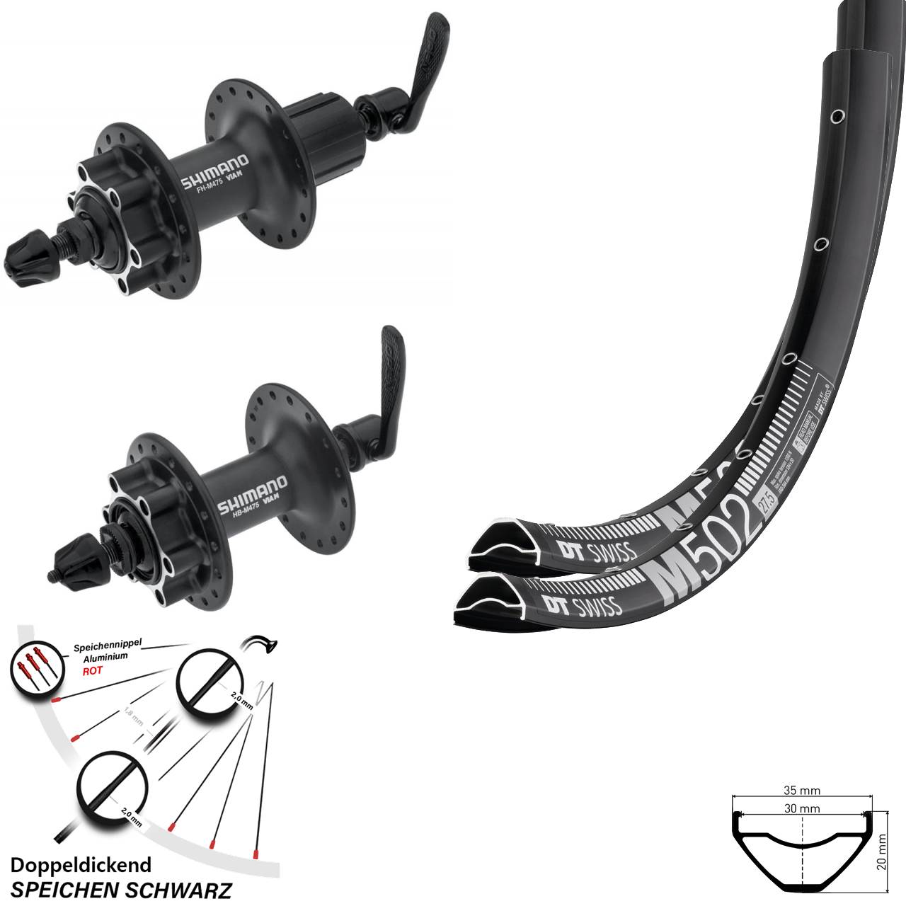DT Swiss M502 Shimano Alivio 29 Zoll Disc Laufrad-Satz QR 8-11 fach HG
