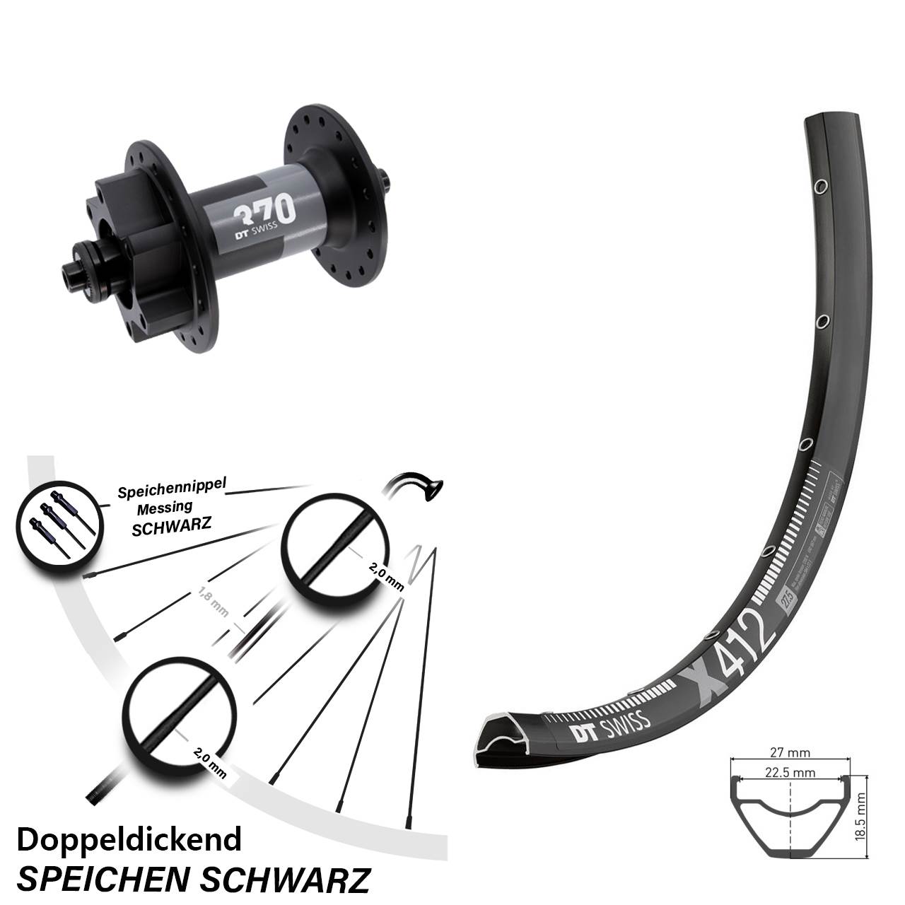 Vorderrad 29 Zoll DT Swiss X 412-370 6-Loch QR