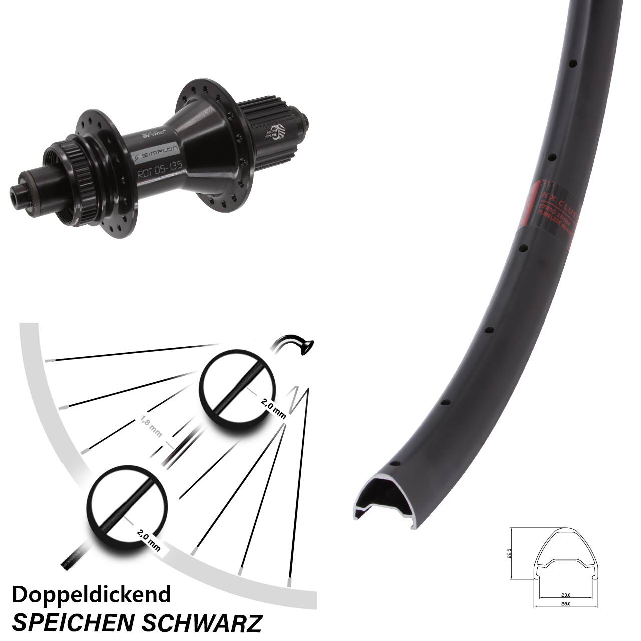 KX Clue DT Swiss 370 Hybrid 650B Disc Hinterrad für Schnellspanner Shimano Micro Spline