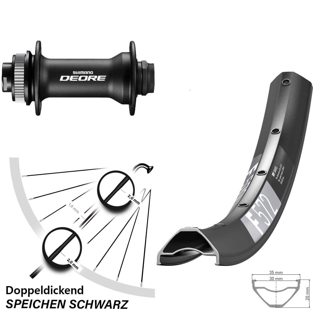 DT Swiss F 572 Shimano Deore 650B Vorderrad Centerlock 15x110 Boost